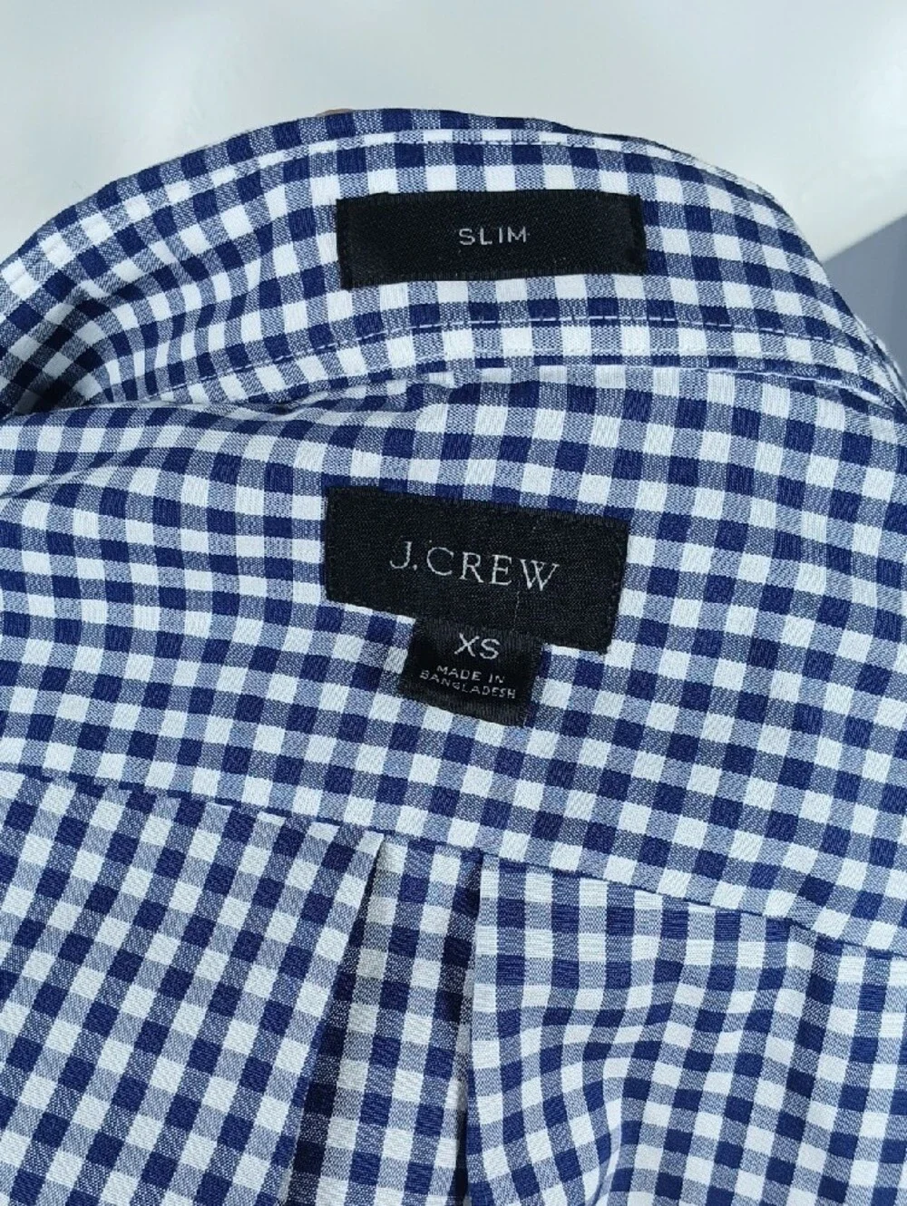 J. Crew blue and White Gingham Button-Up cotton Shirt